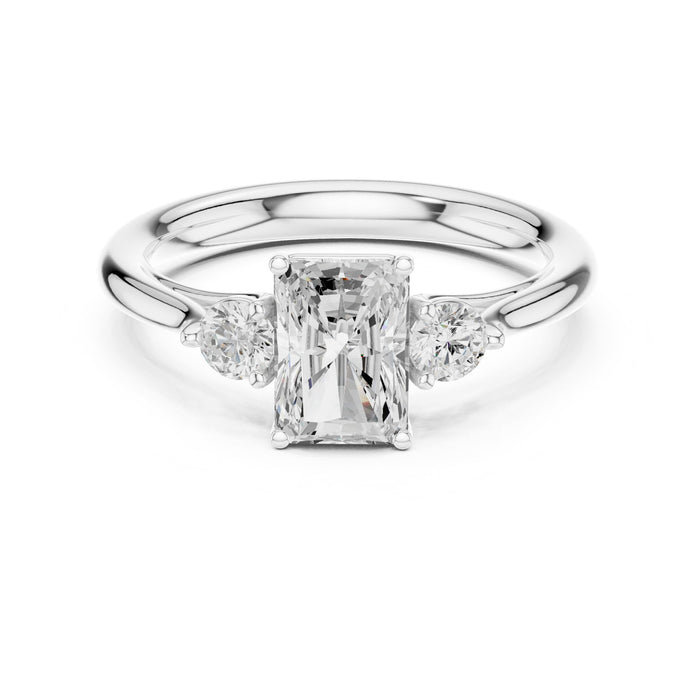 Emerald Lab Grown Diamond Three-Stone Engagement Ring