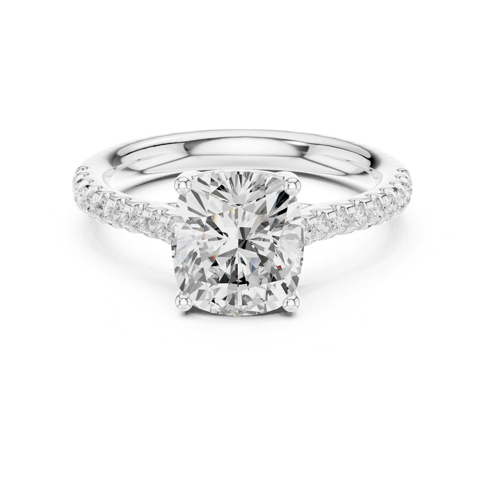 Cushion Lab Grown Diamond Pave Engagement Ring