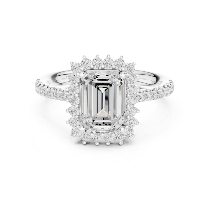 Emerald Lab Grown Diamond Halo Engagement Ring