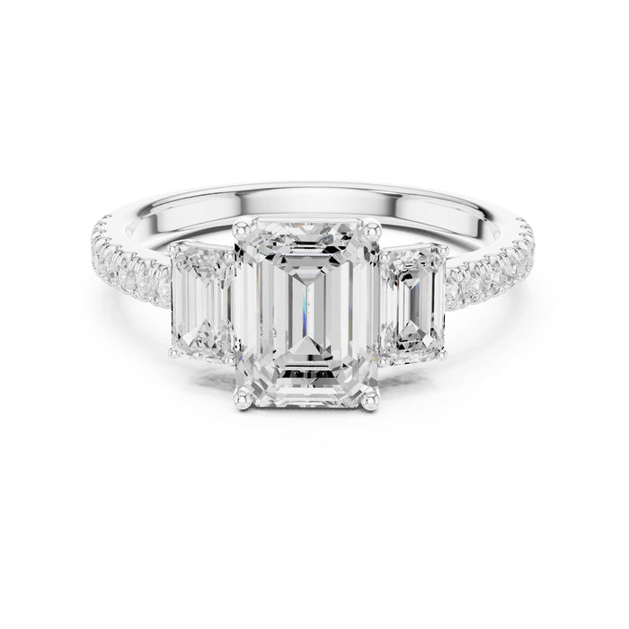 Emerald Lab Grown Diamond Three-Stone Engagement Ring