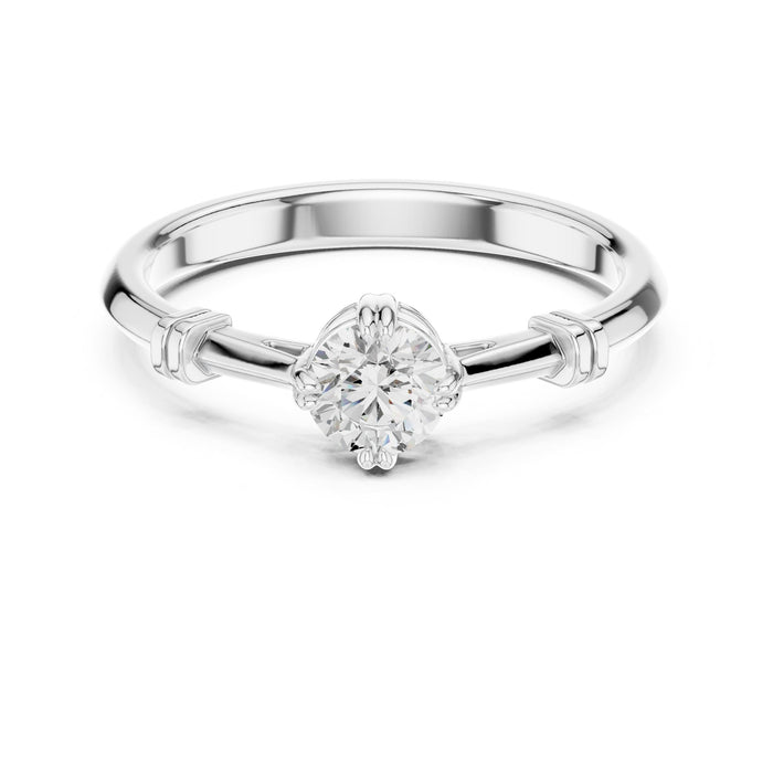 Round Lab Grown Diamond Side-Stone Engagement Ring