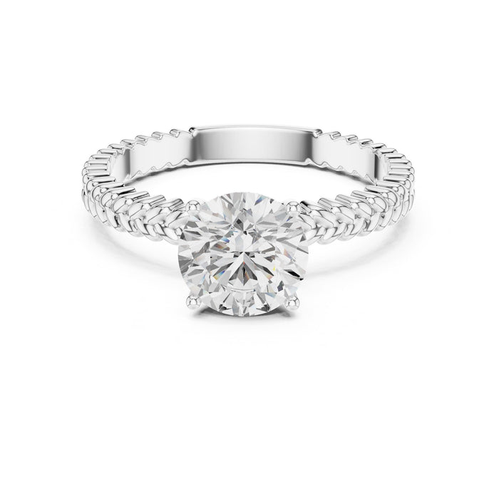 Round Lab Grown Diamond Side-Stone Engagement Ring