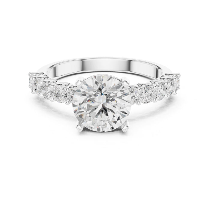 Round Lab Grown Diamond Side-Stone Engagement Ring