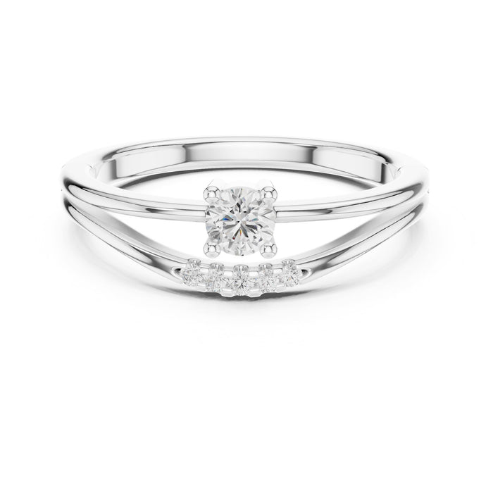 Round Lab Grown Diamond Side-Stone Engagement Ring