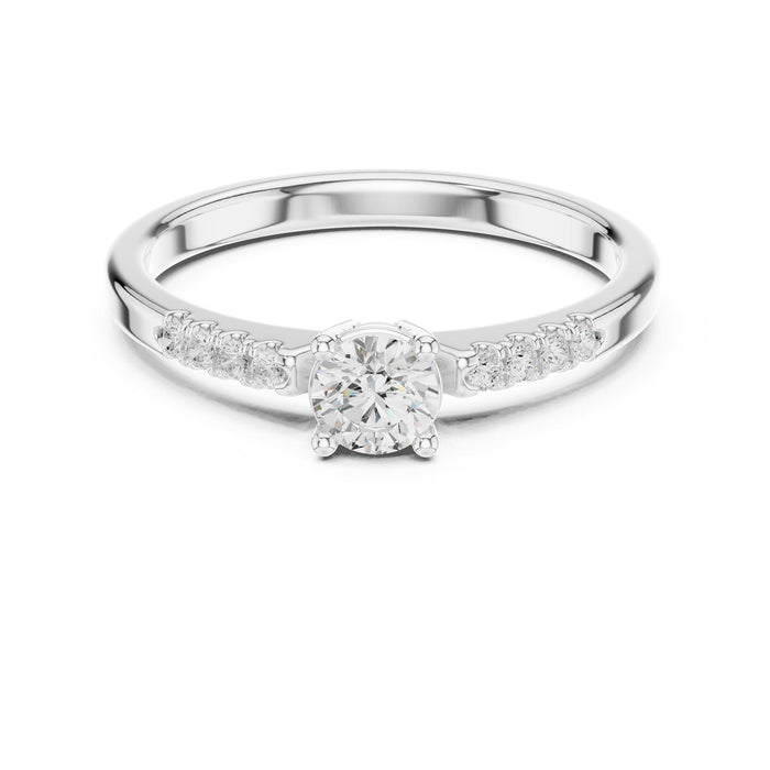 Round Lab Grown Diamond Side-Stone Engagement Ring