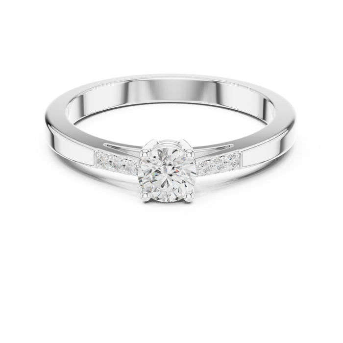 Round Lab Grown Diamond Side-Stone Engagement Ring