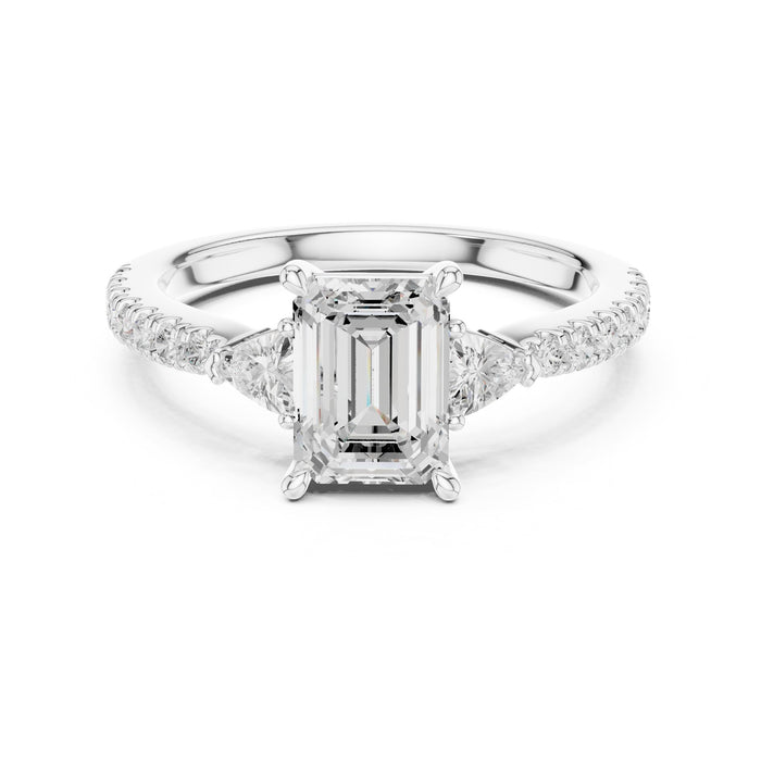 Emerald Lab Grown Diamond Three-Stone Engagement Ring