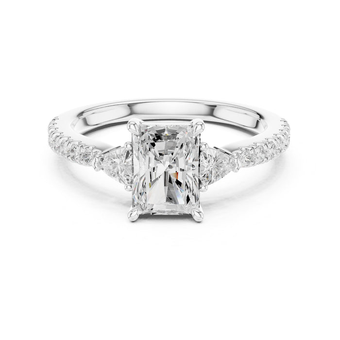 Emerald Lab Grown Diamond Three-Stone Engagement Ring