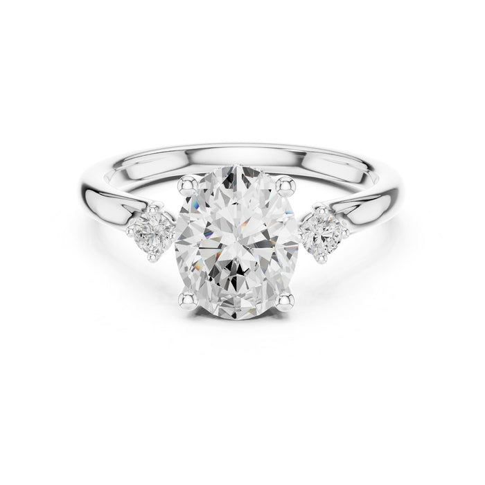 Oval Lab Grown Diamond Side-Stone Engagement Ring