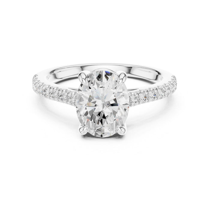Round Lab Grown Diamond Side-Stone Engagement Ring