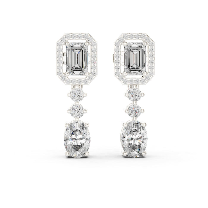 Emerald Dangle Lab Grown Diamond Earrings