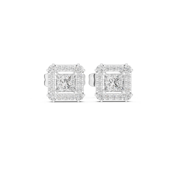 Princess Halo Lab Grown Diamond Earrings