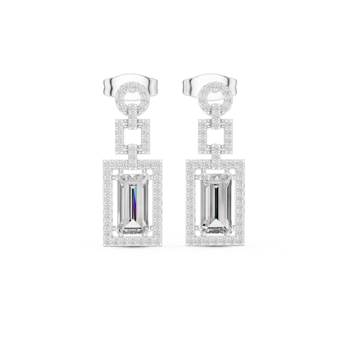Emerald Dangle Lab Grown Diamond Earrings