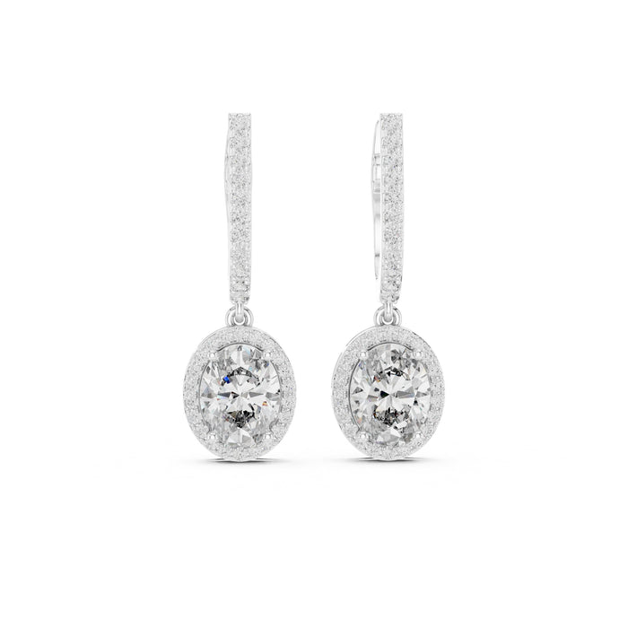 Oval Dangle Lab Grown Diamond Earrings