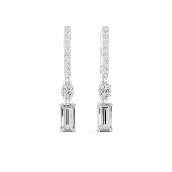 Emerald Dangle Lab Grown Diamond Earrings