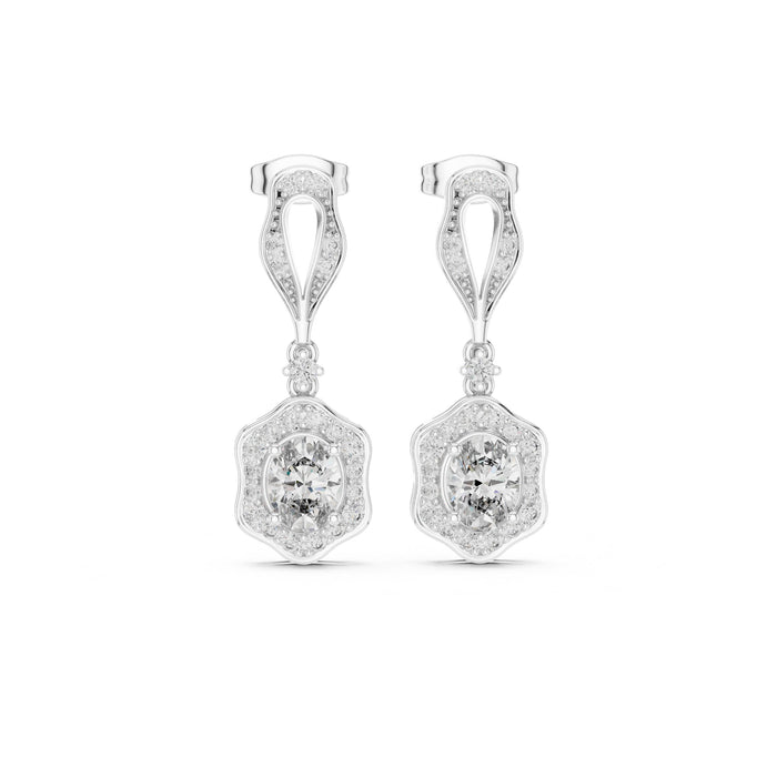 Oval Dangle Lab Grown Diamond Earrings