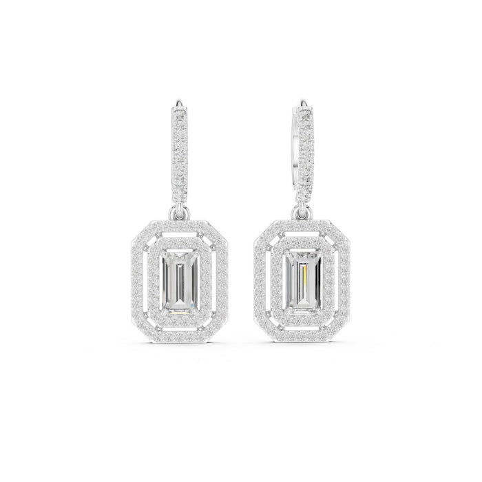Emerald Dangle Lab Grown Diamond Earrings