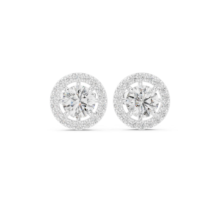 Round Halo Lab Grown Diamond Earrings