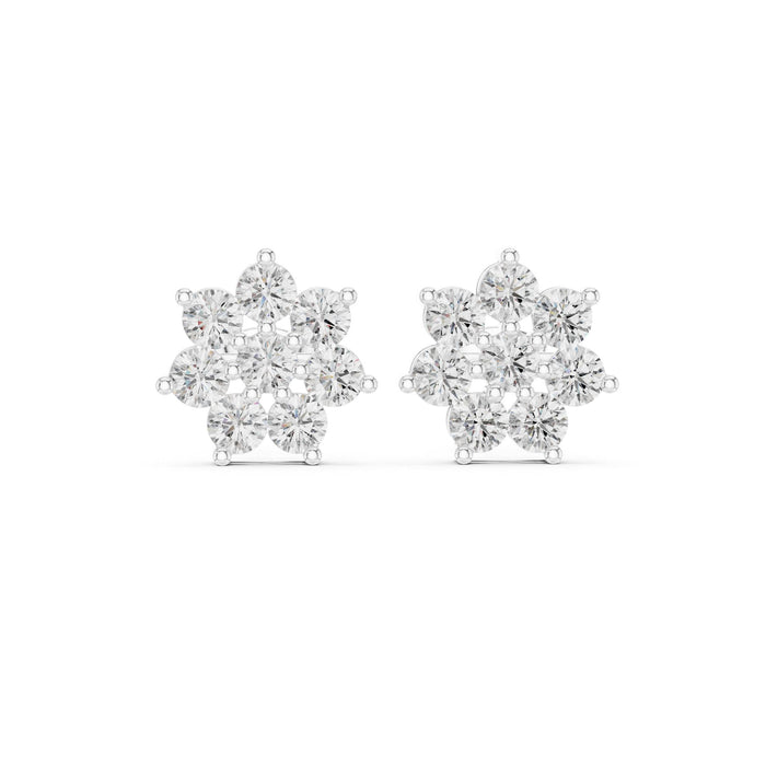 Round Cluster Lab Grown Diamond Earrings