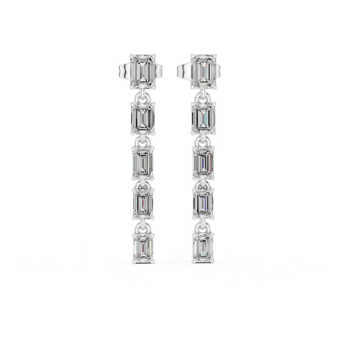 Emerald Dangle Lab Grown Diamond Earrings