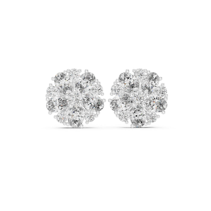 Round Cluster Lab Grown Diamond Earrings