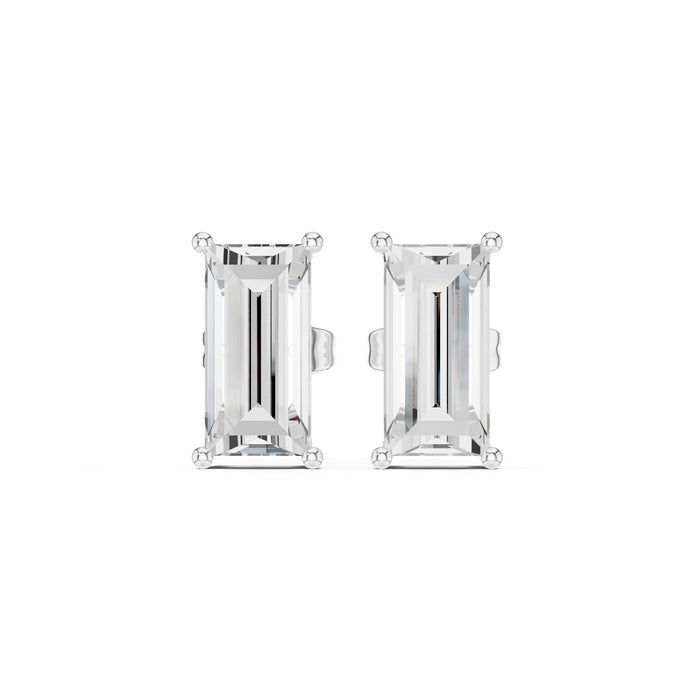Emerald Stud Lab Grown Diamond Earrings