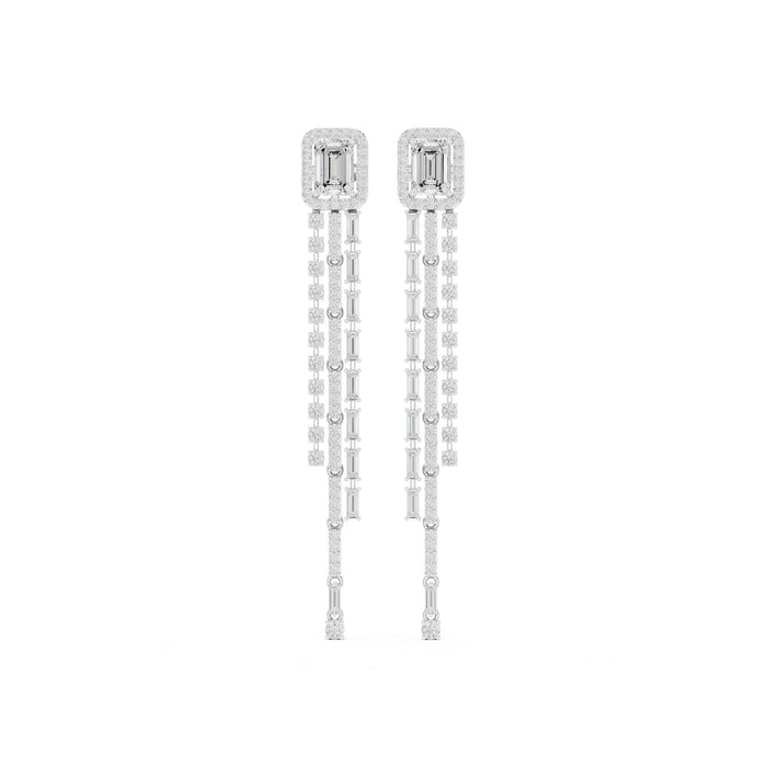 Emerald Dangle Lab Grown Diamond Earrings