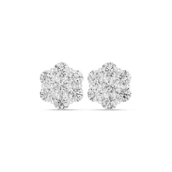 Round Cluster Lab Grown Diamond Earrings