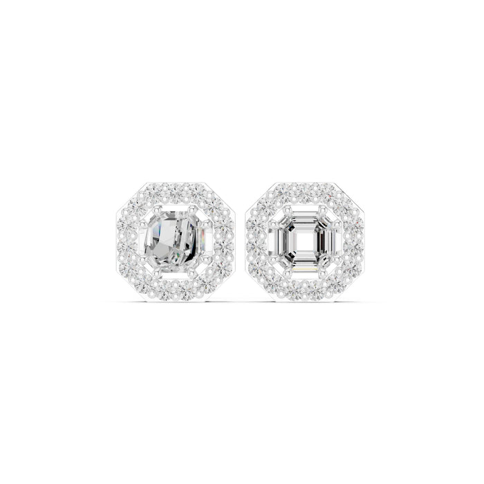 Asscher Halo Lab Grown Diamond Earrings