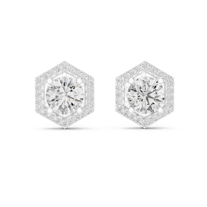 Round Halo Lab Grown Diamond Earrings