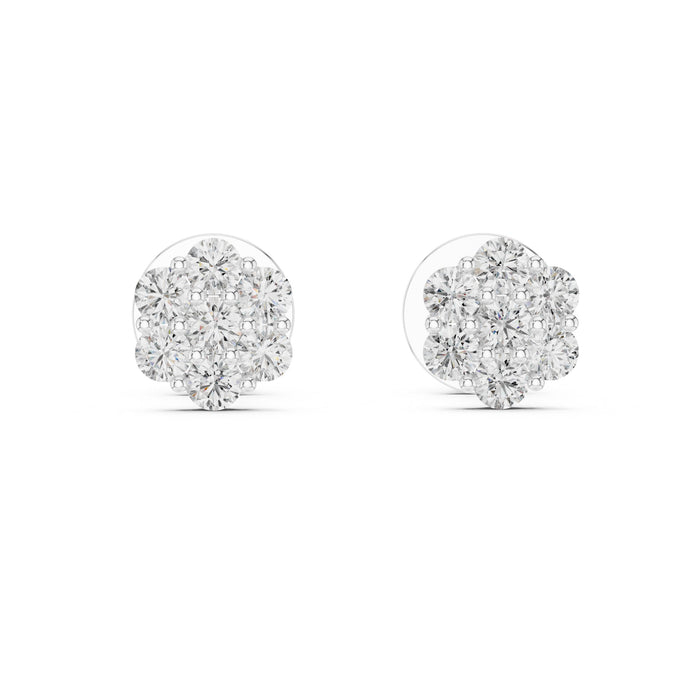 Round Cluster Lab Grown Diamond Earrings