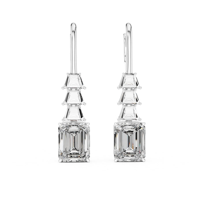 Emerald Dangle Lab Grown Diamond Earrings