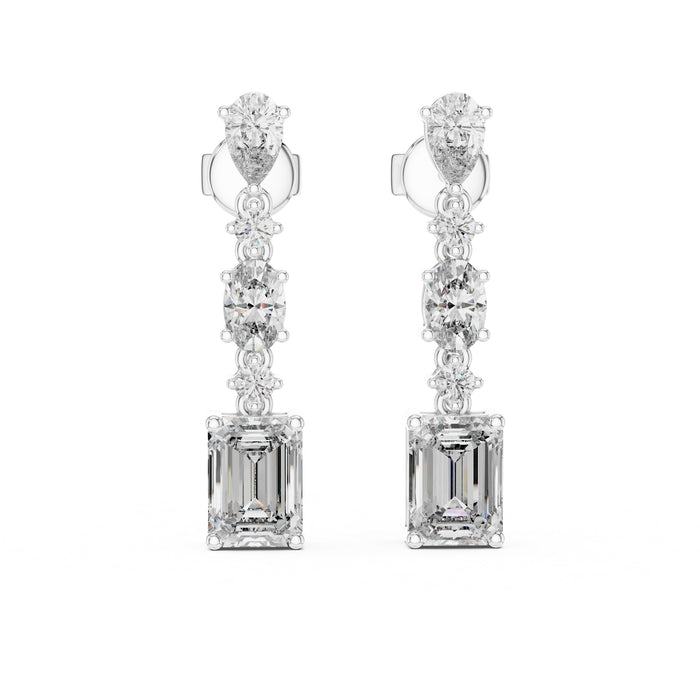 Emerald Dangle Lab Grown Diamond Earrings