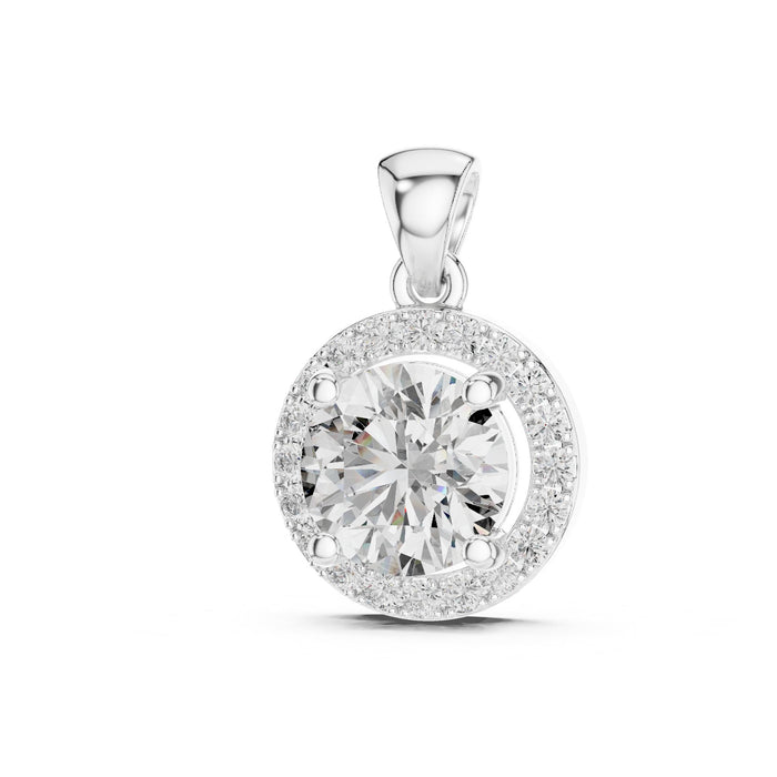 Round Halo Lab Grown Diamond Necklace