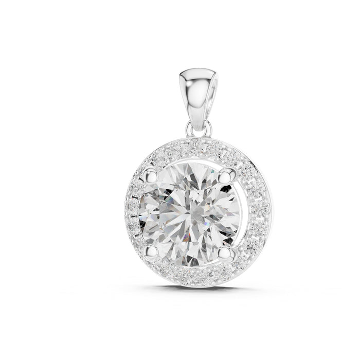 Round Halo Lab Grown Diamond Necklace