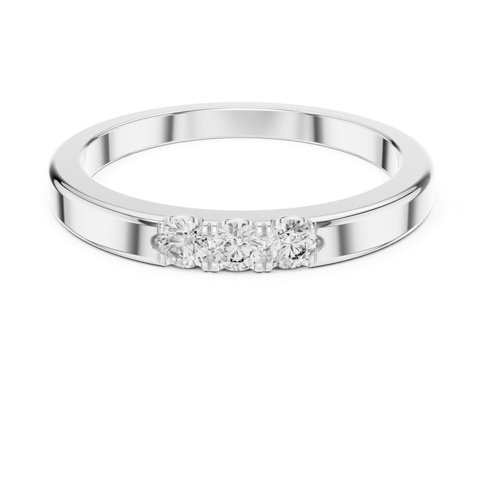 Round Three-Stone Lab Grown Diamond Wedding Band