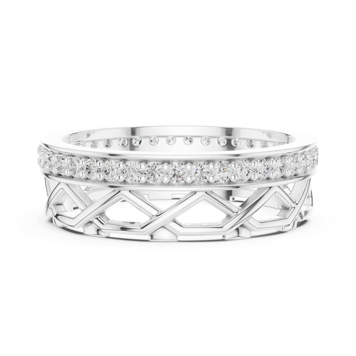 Round Pave Lab Grown Diamond Wedding Band
