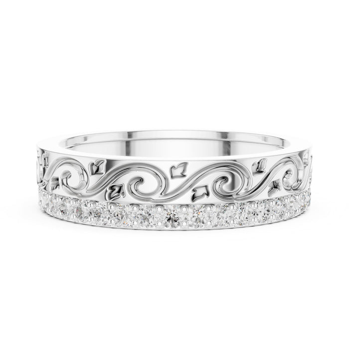 Round Pave Lab Grown Diamond Wedding Band
