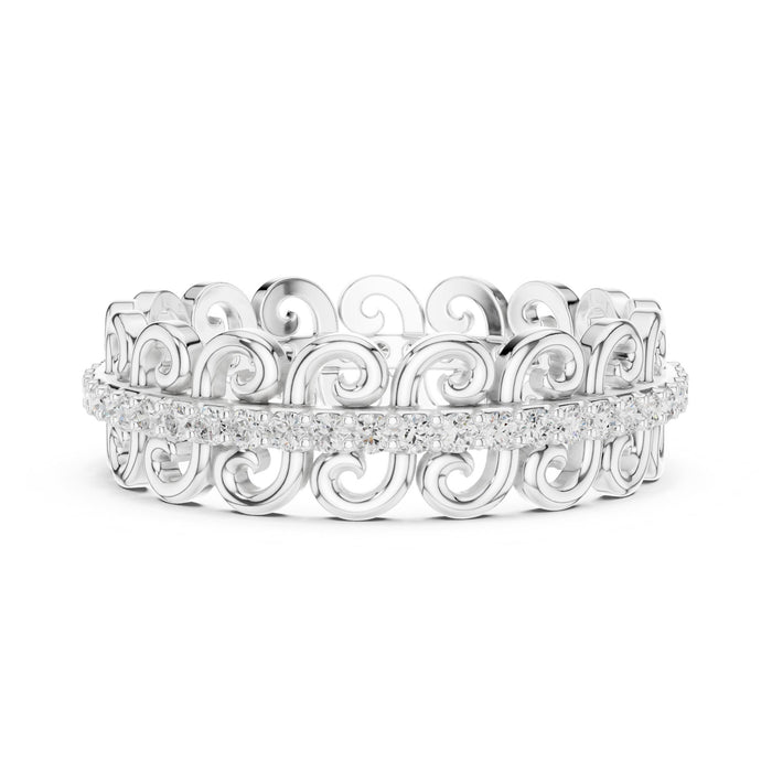 Round Pave Lab Grown Diamond Wedding Band