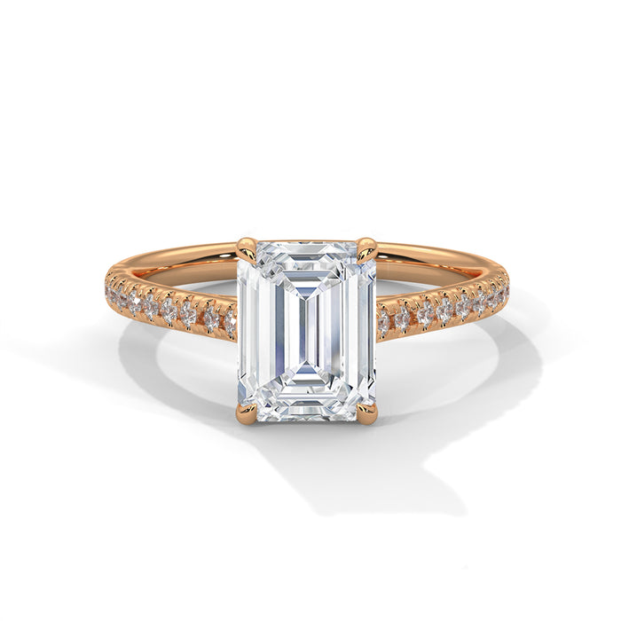 10K White Gold 1.75 CT Emerald Cut Lab Diamond Partially Pave Ring rose gold video