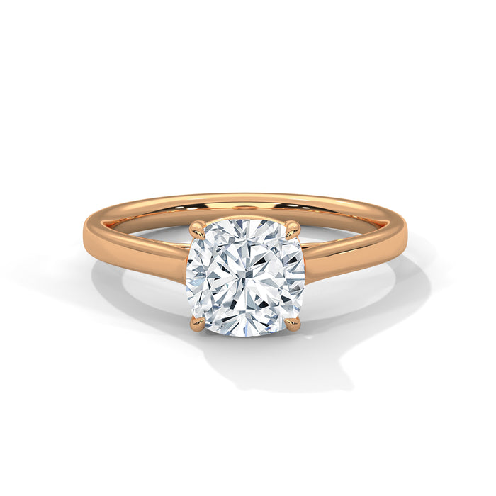 Elegant 10K White Gold 2 Carat Cushion Lab Grown Diamond Solitaire Ring rose gold video