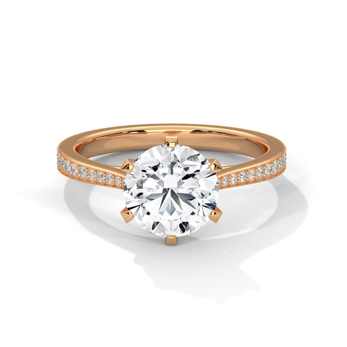 2 CT Round Lab Grown Diamond 6-Prong Pavé Engagement Ring in 10K White Gold rose gold video