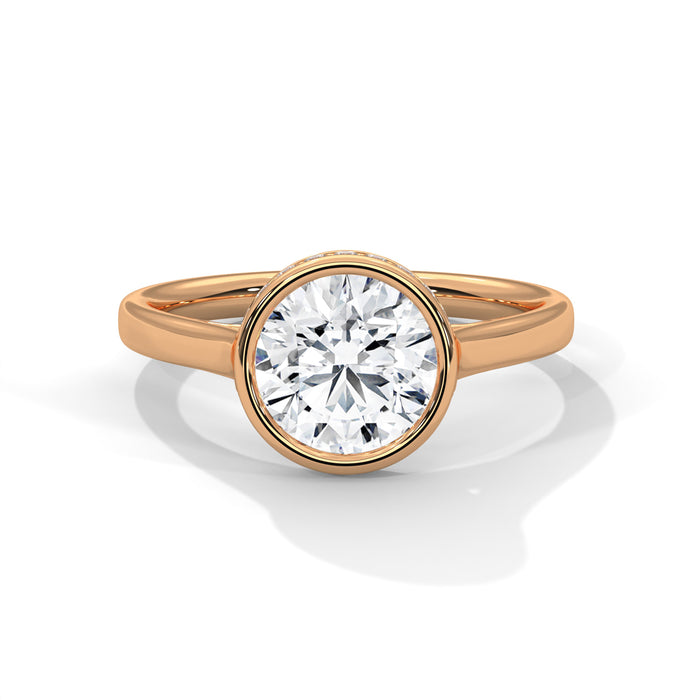 Chic 10K White Gold 2.0 CT Round Lab Grown Diamond Bezel Set Ring rose gold video