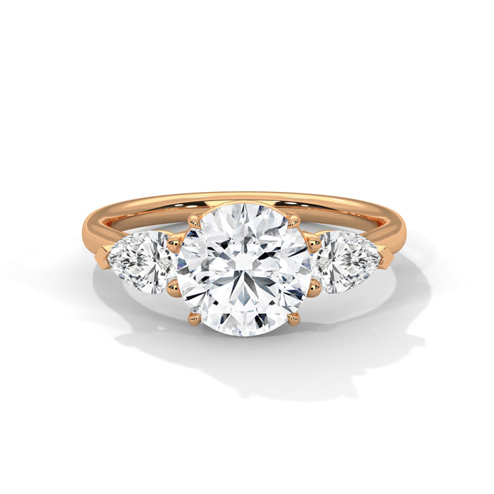 2 CT Round Lab Grown Diamond 3 Stone Engagement Ring in 10K White Gold rose gold video
