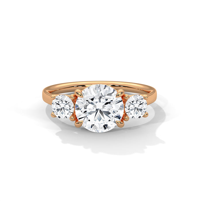10K White Gold 2.0 Carat Round Lab Grown Diamond Three Stone Ring rose gold video