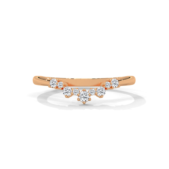 Curved Round Lab Grown Diamond Wedding Band in 10K White Gold rose gold video
