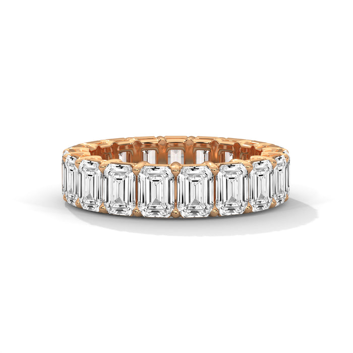 Emerald Cut Lab Diamond Full Eternity Wedding Band in 10K White Gold rose gold video