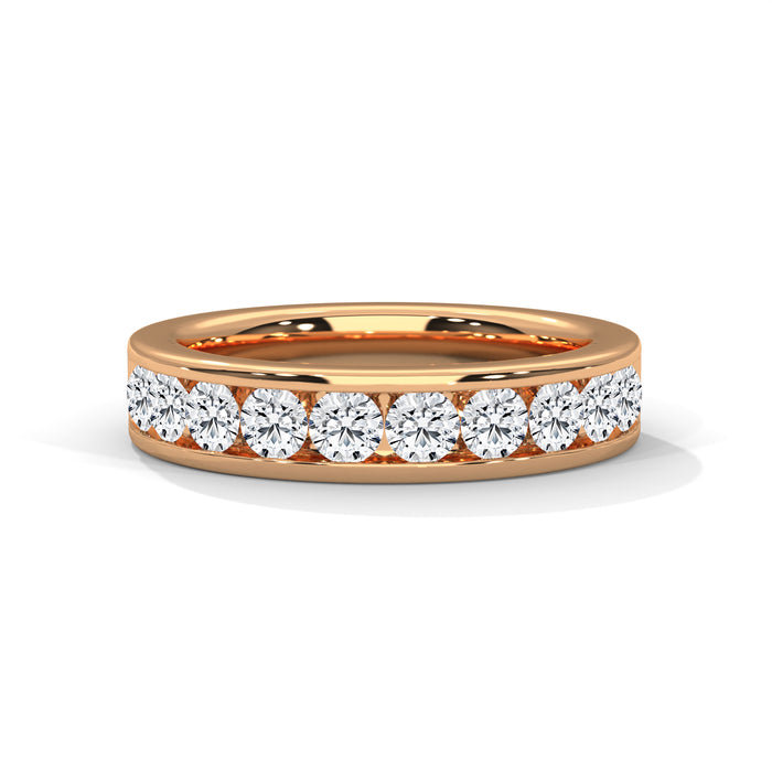 10K White Gold Round Lab Grown Diamond Channel-Set Wedding Band rose gold video