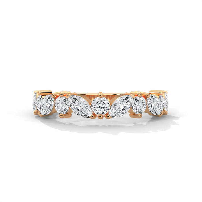 Round Lab Diamond Half Eternity Wedding Band in 10K White Gold rose gold video