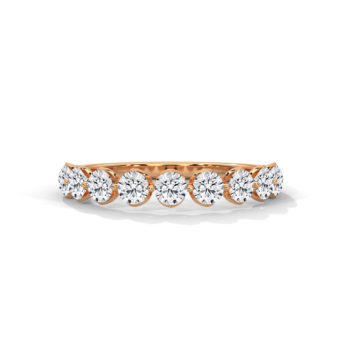 Ethical Round Lab Grown Diamond Half Eternity Wedding Band in 10K White Gold rose gold video